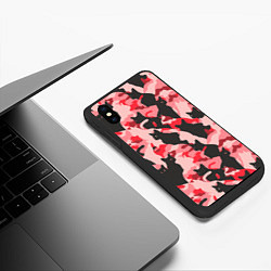 Чехол iPhone XS Max матовый Розовый камуфляж из котов, цвет: 3D-черный — фото 2