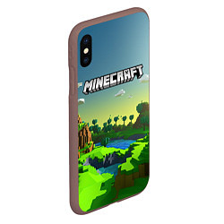 Чехол iPhone XS Max матовый Minecraft logo зеленый летний мир, цвет: 3D-коричневый — фото 2