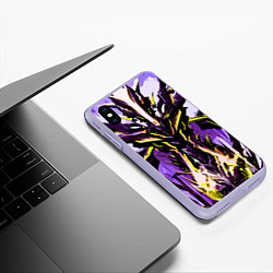 Чехол iPhone XS Max матовый Чёрно-жёлтая агрессивная абстракция на фиолетовом, цвет: 3D-светло-сиреневый — фото 2