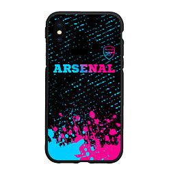 Чехол iPhone XS Max матовый Arsenal - neon gradient посередине