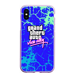 Чехол iPhone XS Max матовый GTA вайсити неоновая текстура, цвет: 3D-сиреневый