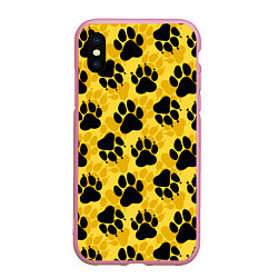 Чехол iPhone XS Max матовый Dogs paws, цвет: 3D-розовый