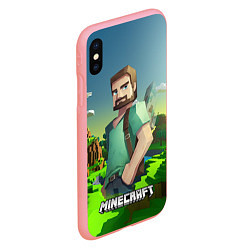 Чехол iPhone XS Max матовый Minecraft персонаж зеленый мир, цвет: 3D-баблгам — фото 2