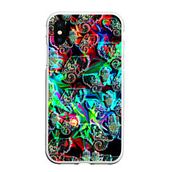 Чехол iPhone XS Max матовый Слоники в орнаменте, цвет: 3D-белый