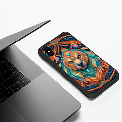 Чехол iPhone XS Max матовый Медведь шаман тотемное животное, цвет: 3D-черный — фото 2