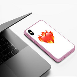 Чехол iPhone XS Max матовый Сердце в огне эмодзи, цвет: 3D-розовый — фото 2