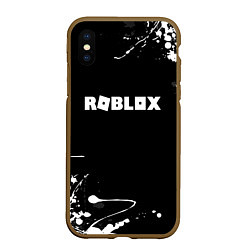 Чехол iPhone XS Max матовый Roblox текстура краски белые, цвет: 3D-коричневый