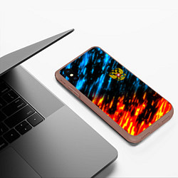 Чехол iPhone XS Max матовый Герб России огненный стиль, цвет: 3D-коричневый — фото 2