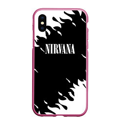 Чехол iPhone XS Max матовый Nirvana текстура огонь, цвет: 3D-малиновый