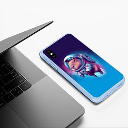 Чехол iPhone XS Max матовый Капибара бравый космонавт - нейросеть, цвет: 3D-голубой — фото 2