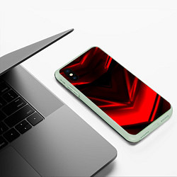 Чехол iPhone XS Max матовый Geometry stripes line, цвет: 3D-салатовый — фото 2