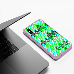 Чехол iPhone XS Max матовый Зелёный узор и бело-чёрная обводка, цвет: 3D-сиреневый — фото 2