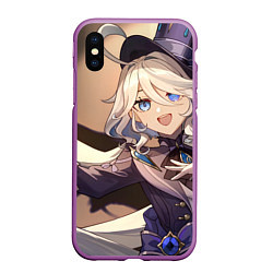 Чехол iPhone XS Max матовый Genshin Impact Furina happy smile, цвет: 3D-фиолетовый