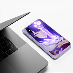 Чехол iPhone XS Max матовый Genshin Impact Эи Райден fight, цвет: 3D-светло-сиреневый — фото 2