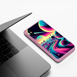 Чехол iPhone XS Max матовый Неоновый космос - нейросеть, цвет: 3D-розовый — фото 2