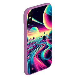 Чехол iPhone XS Max матовый Неоновый космос - нейросеть, цвет: 3D-фиолетовый — фото 2