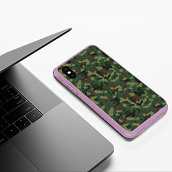 Чехол iPhone XS Max матовый Камуфляж Woodland классический, цвет: 3D-сиреневый — фото 2