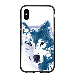 Чехол iPhone XS Max матовый Волк темно-синий, цвет: 3D-черный