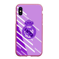 Чехол iPhone XS Max матовый Real Madrid текстура фк, цвет: 3D-малиновый