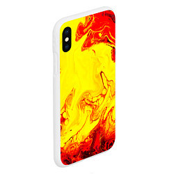 Чехол iPhone XS Max матовый Красные и желтые разводы, цвет: 3D-белый — фото 2