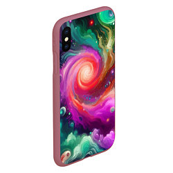 Чехол iPhone XS Max матовый Космическая неоновая фантазия - нейросеть, цвет: 3D-малиновый — фото 2