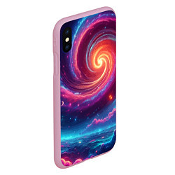 Чехол iPhone XS Max матовый Яркая неоновая галактика - нейросеть, цвет: 3D-розовый — фото 2