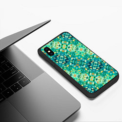 Чехол iPhone XS Max матовый Изумрудная акварельная весенняя листва, цвет: 3D-черный — фото 2