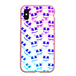 Чехол iPhone XS Max матовый Marshmello pattern neon, цвет: 3D-розовый