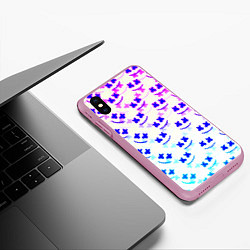 Чехол iPhone XS Max матовый Marshmello pattern neon, цвет: 3D-розовый — фото 2