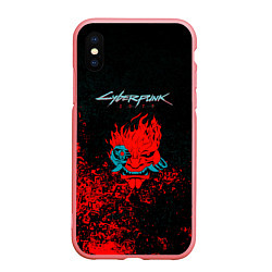 Чехол iPhone XS Max матовый Cyberpunk 2077 брызги красок, цвет: 3D-баблгам