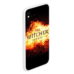 Чехол iPhone XS Max матовый The Witcher Remake в пламени огня, цвет: 3D-белый — фото 2