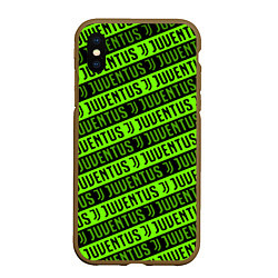 Чехол iPhone XS Max матовый Juventus green pattern sport, цвет: 3D-коричневый