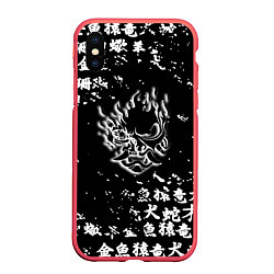 Чехол iPhone XS Max матовый Samurai pattern japan 2077, цвет: 3D-красный