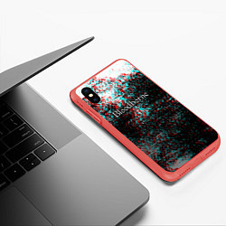 Чехол iPhone XS Max матовый Bloodborn souls глитч краски, цвет: 3D-красный — фото 2