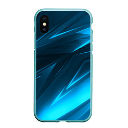 Чехол iPhone XS Max матовый Geometry stripes neon color, цвет: 3D-мятный