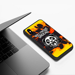 Чехол iPhone XS Max матовый Hollywood Undead рок панда и огонь, цвет: 3D-черный — фото 2