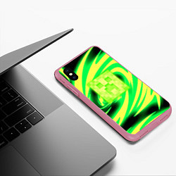 Чехол iPhone XS Max матовый Minecraft кислотный стиль, цвет: 3D-малиновый — фото 2