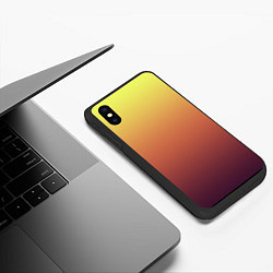 Чехол iPhone XS Max матовый Градиент приглушённый жёлто-бордовый, цвет: 3D-черный — фото 2