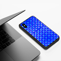 Чехол iPhone XS Max матовый Синие квадраты на белом фоне, цвет: 3D-черный — фото 2