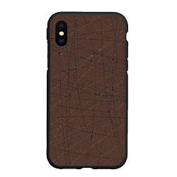 Чехол iPhone XS Max матовый Абстракция порезы коричневый, цвет: 3D-черный
