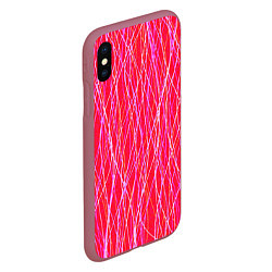 Чехол iPhone XS Max матовый Яркий красно-розовый полосы, цвет: 3D-малиновый — фото 2