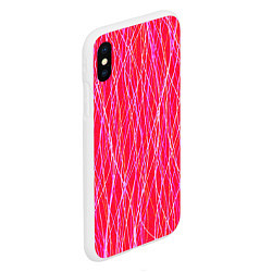 Чехол iPhone XS Max матовый Яркий красно-розовый полосы, цвет: 3D-белый — фото 2