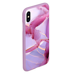 Чехол iPhone XS Max матовый Куски розового мрамора, цвет: 3D-сиреневый — фото 2