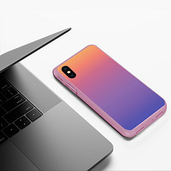 Чехол iPhone XS Max матовый Градиент закатное небо желтый фиолетовый, цвет: 3D-розовый — фото 2