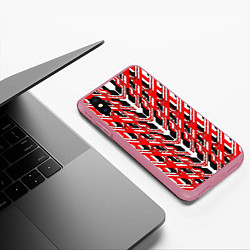 Чехол iPhone XS Max матовый Красная техно броня, цвет: 3D-малиновый — фото 2