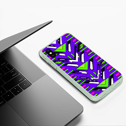 Чехол iPhone XS Max матовый Техно броня фиолетово-зелёная, цвет: 3D-салатовый — фото 2