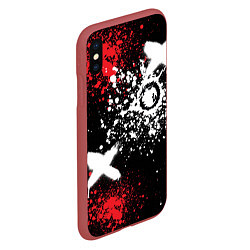 Чехол iPhone XS Max матовый Дракон уроборос на фоне брызг красок и граффити, цвет: 3D-красный — фото 2