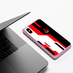 Чехол iPhone XS Max матовый Mitsubishi red uniform, цвет: 3D-розовый — фото 2