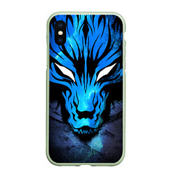 Чехол iPhone XS Max матовый Genshin Impact - Волк Севера, цвет: 3D-салатовый