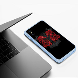 Чехол iPhone XS Max матовый Кельтский узор с волком и топорами, цвет: 3D-голубой — фото 2